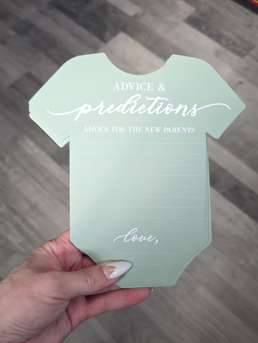 NWOT, Mint Baby Onesie Advice & Predictions Cards, 12